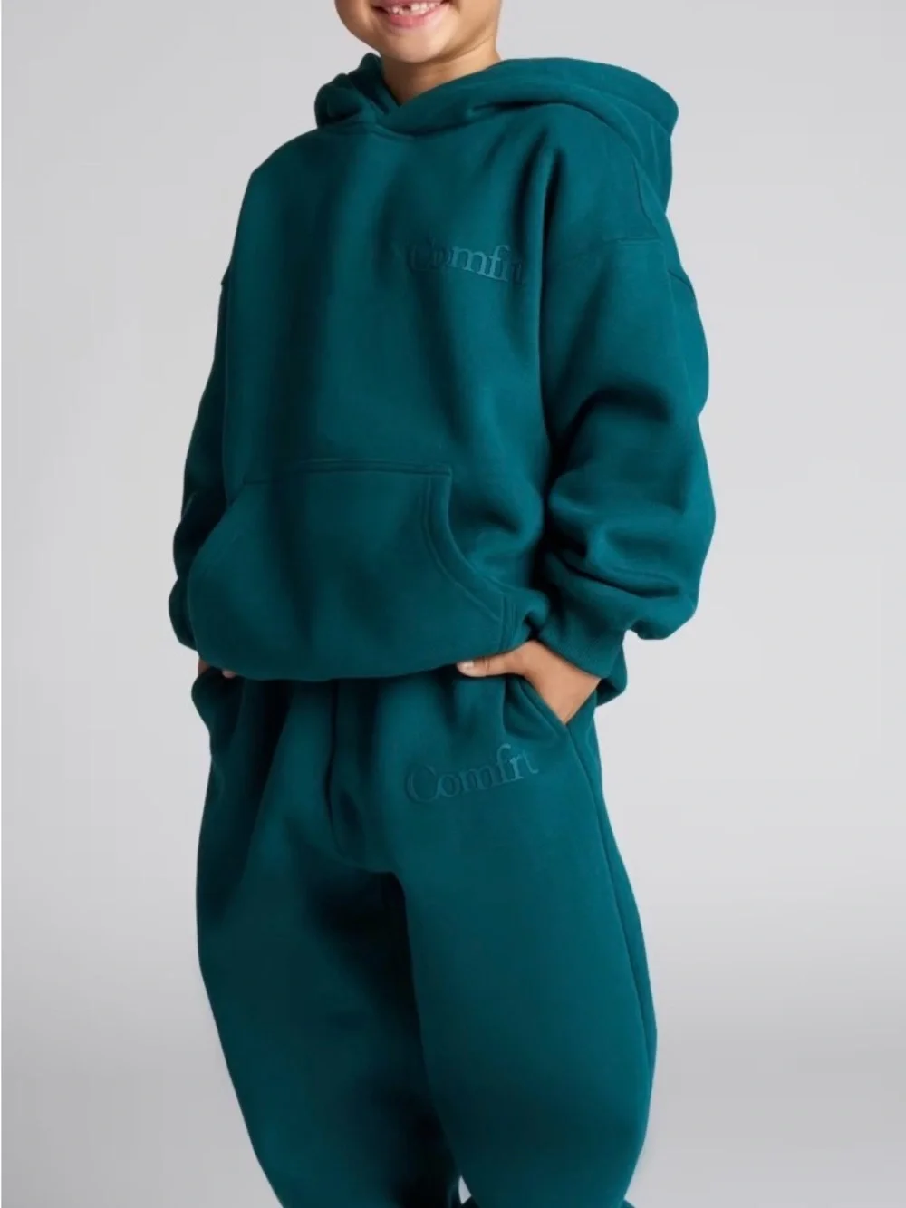 NEW Comfrt Kids Minimalist Hoodie & Sweat Pants Set Youth Alpine Green Large NWT